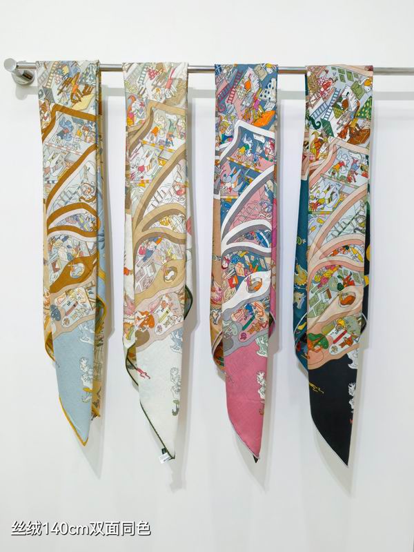 Hermes Scarf 140X140cm 70%羊绒30%真丝 E111016